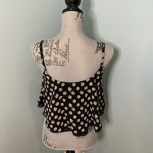 Sans Souci Black Crop Top with Daisies, M - Picture 4 of 9